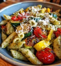 pesto pasta with roasted veggies recipe