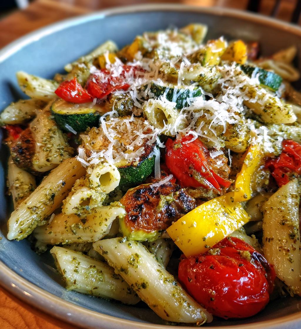 pesto pasta with roasted veggies recipe
