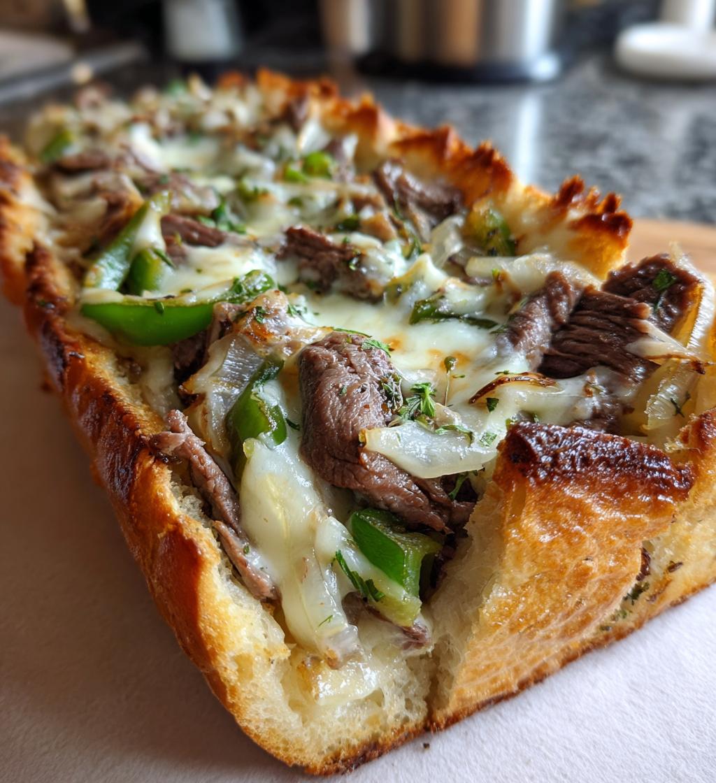 philly cheesesteak cheesy bread - detail 1