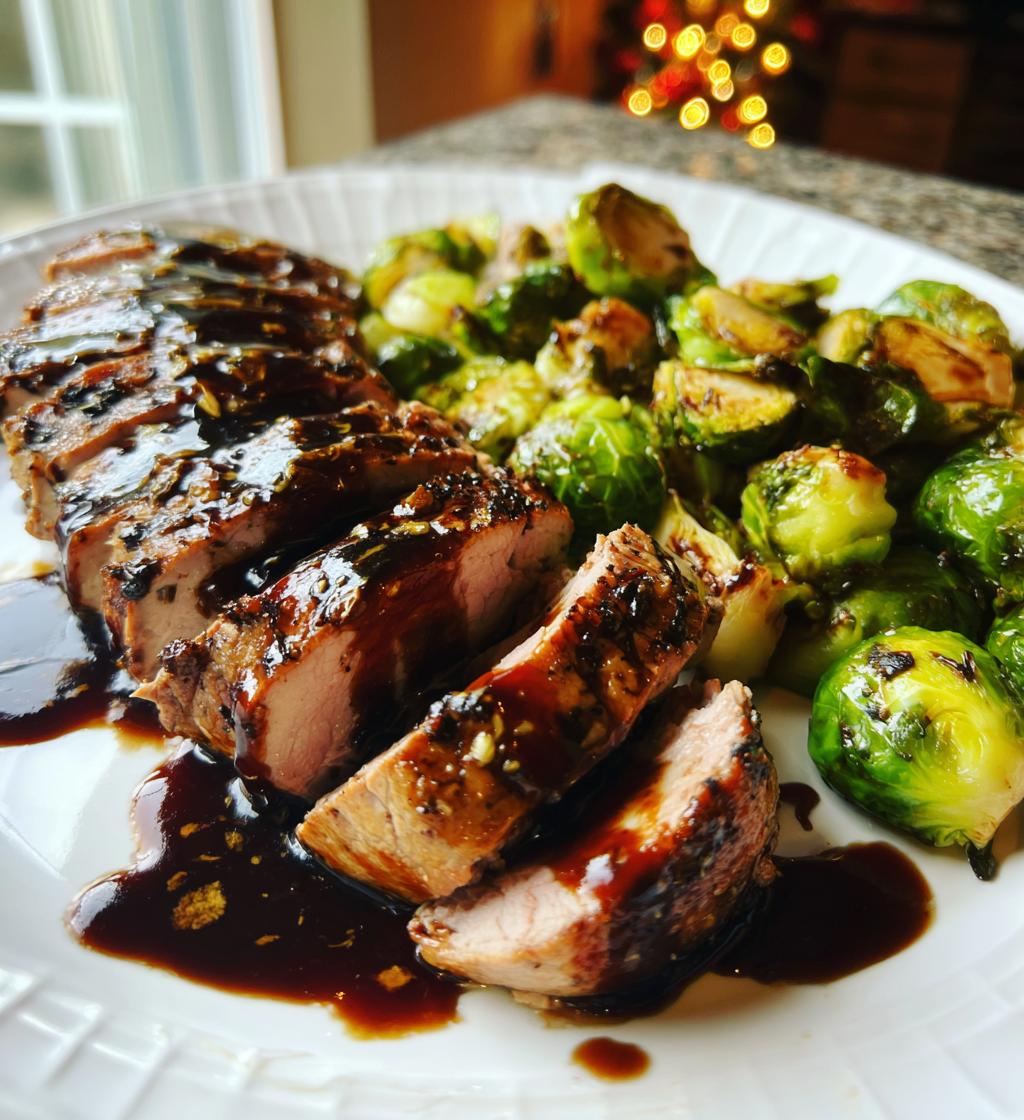 pork tenderloin balsamic glaze roasted brussels sprouts