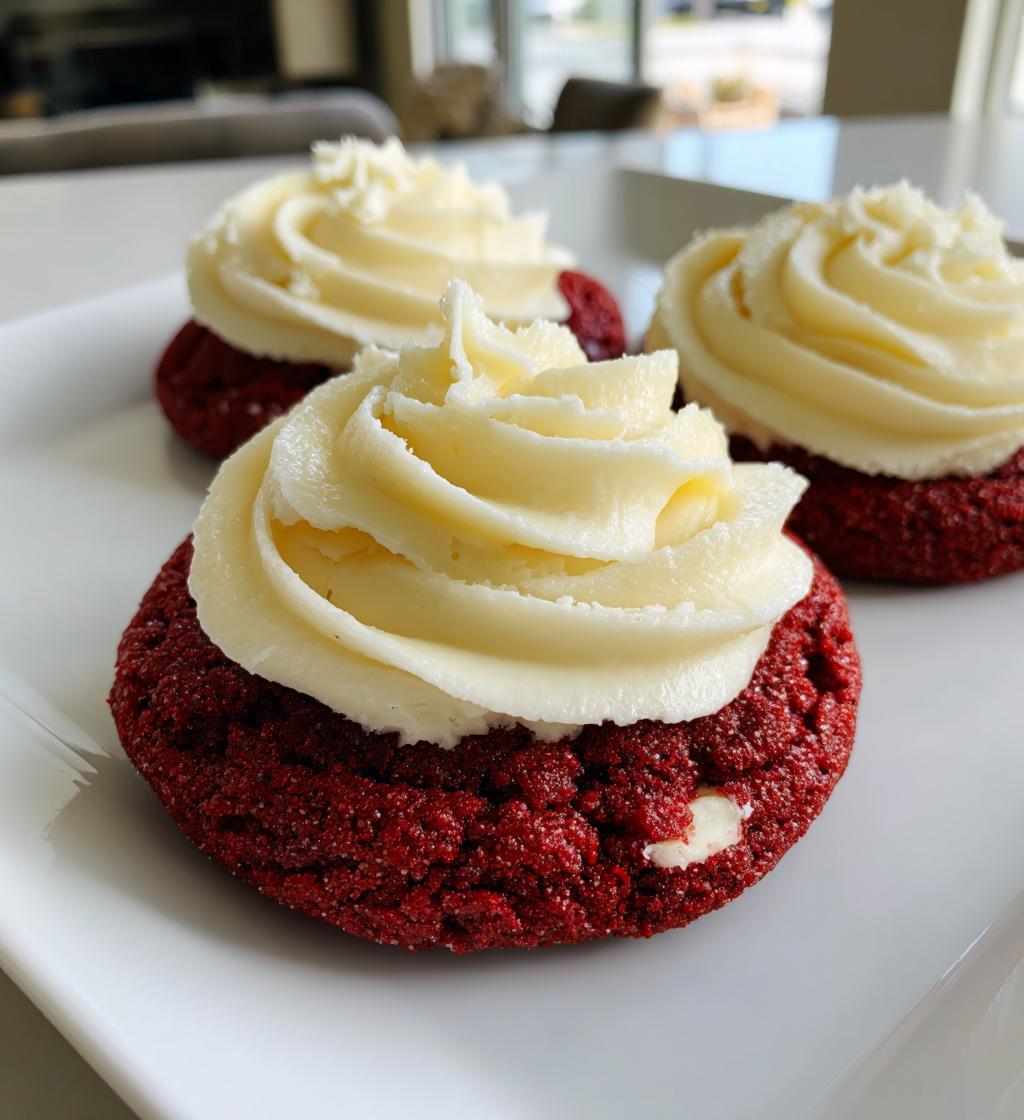 red velvet cookies with cream cheese frosting - detail 1