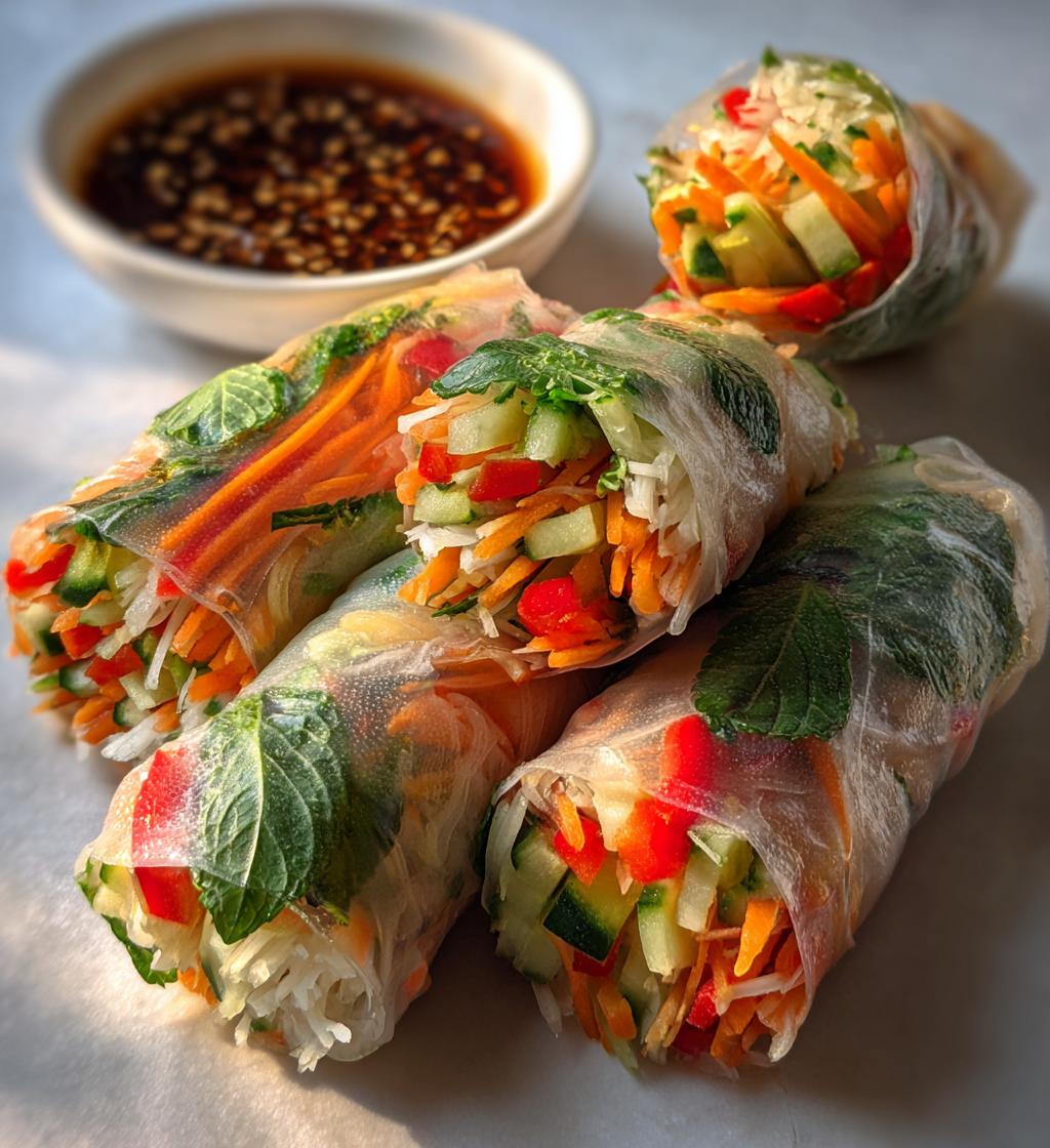 rice paper veggie rolls recipe fresh crunchy - detail 1