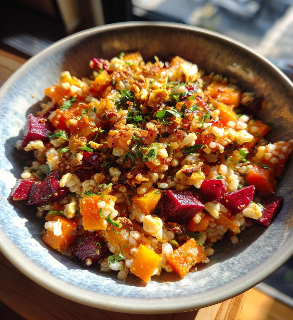 root vegetable salad with crispy rice recipe