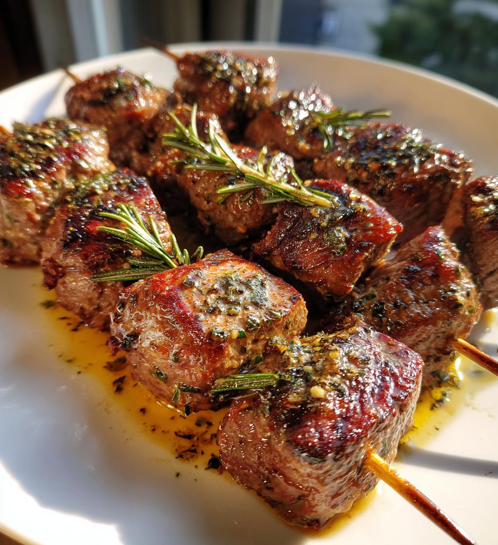 rosemary garlic steak kebabs - detail 1