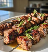 rosemary garlic steak kebabs