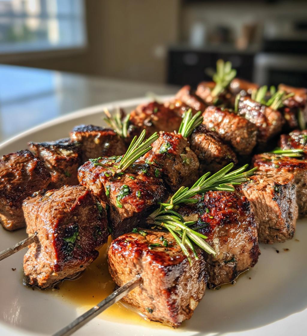 rosemary garlic steak kebabs