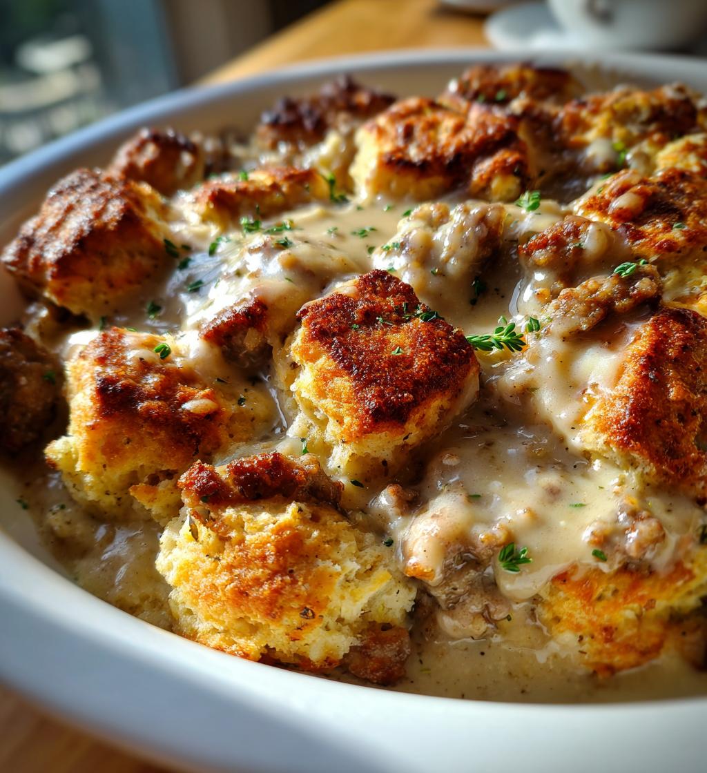 sausage loaded biscuit gravy bake - detail 1