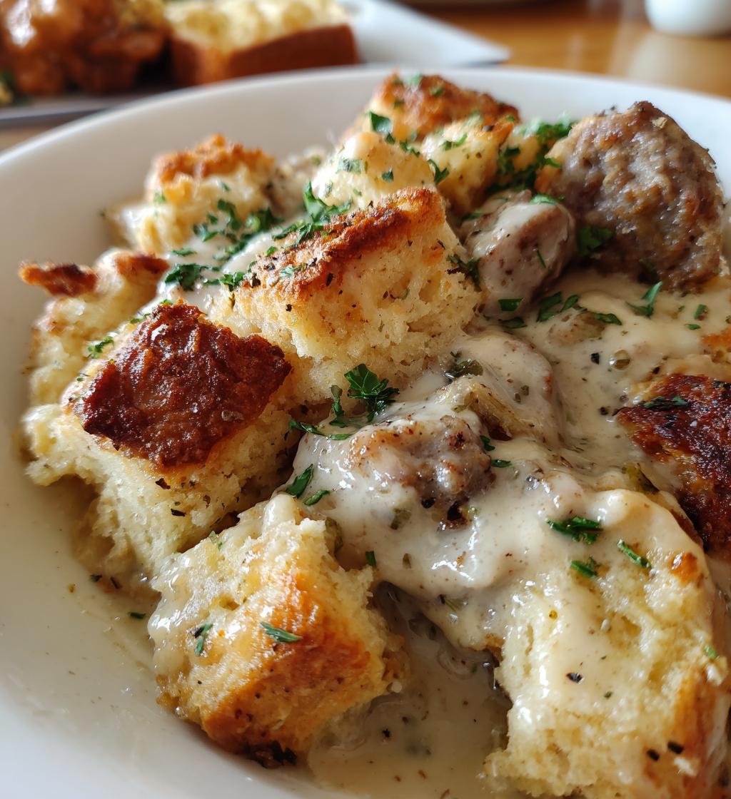 sausage loaded biscuit gravy bake