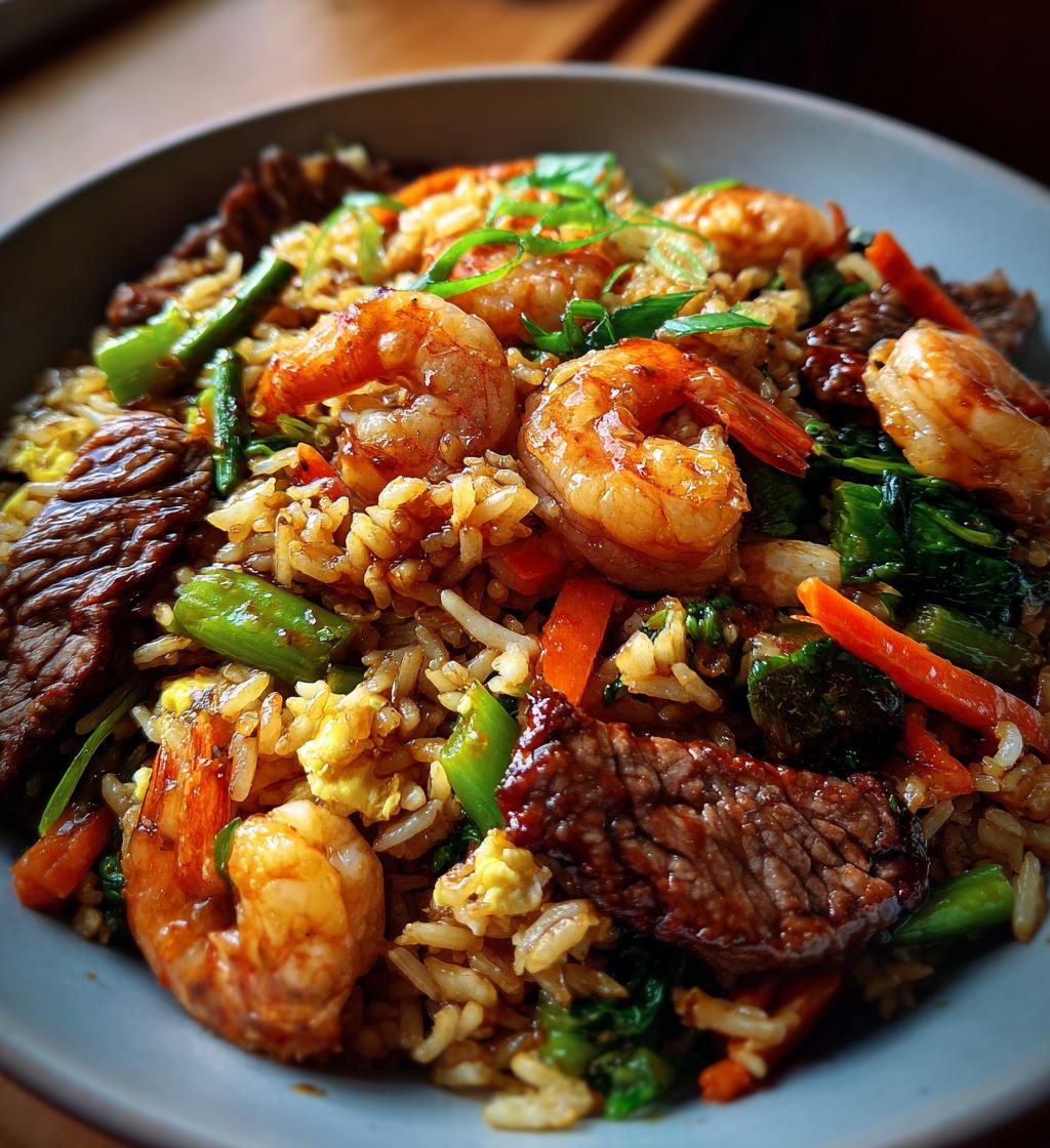 shrimp and steak fried rice - detail 1