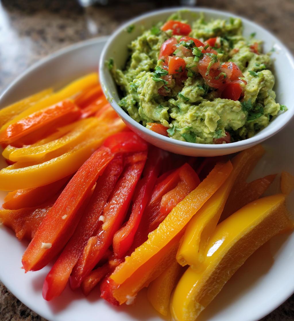 sliced bell peppers with guacamole recipe - detail 1
