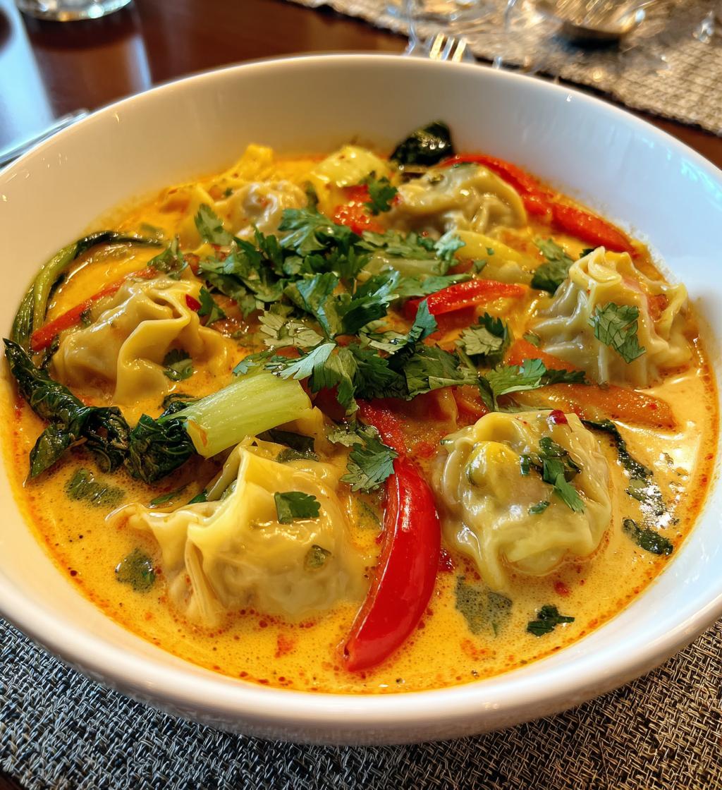 spicy red curry wonton soup