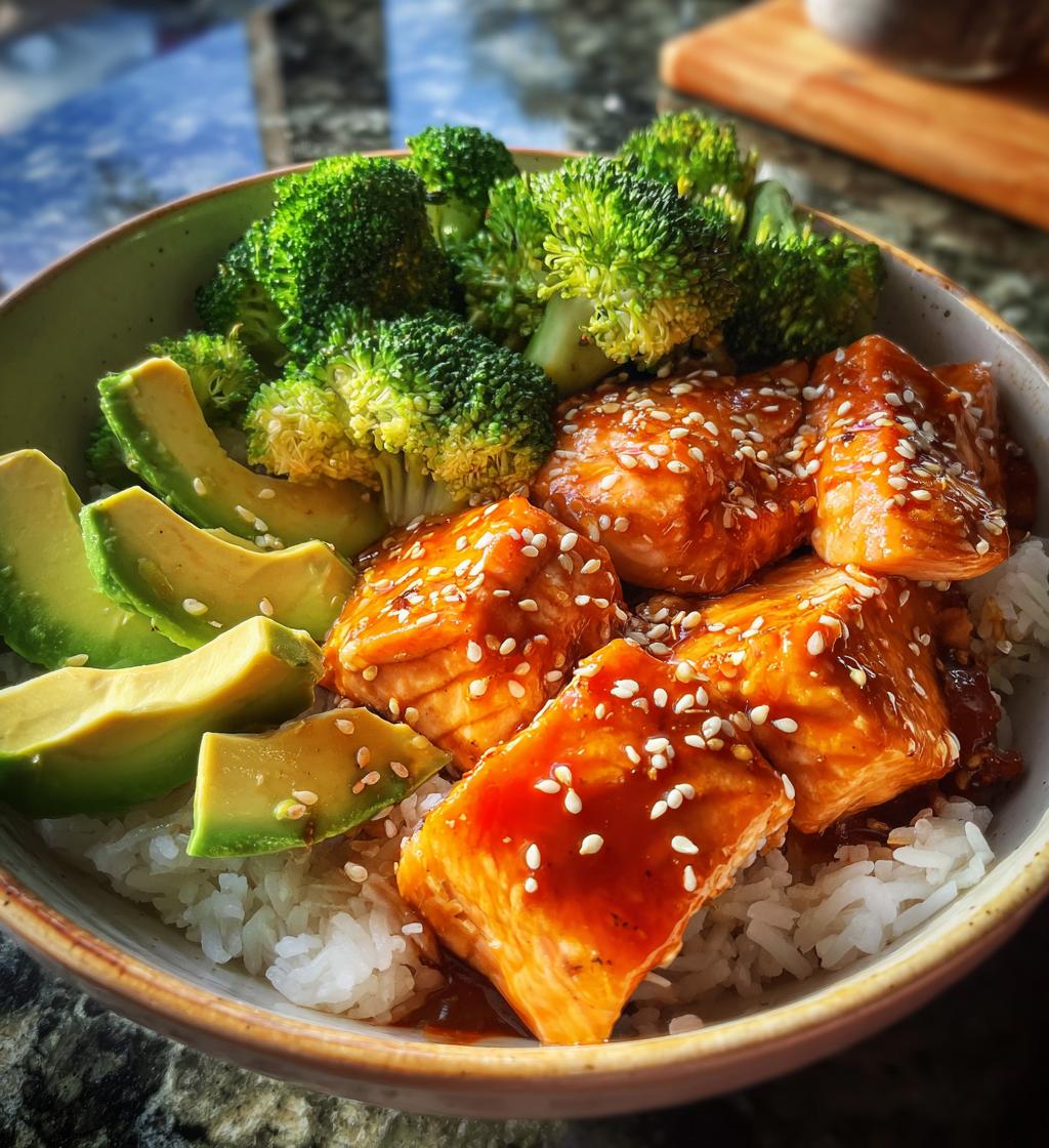 spicy sriracha honey salmon bowl recipe