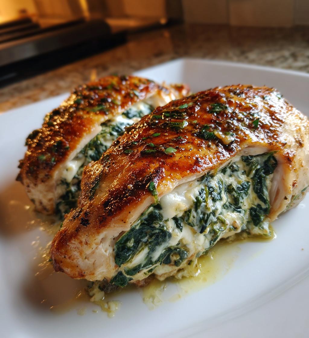 spinach stuffed chicken - detail 1