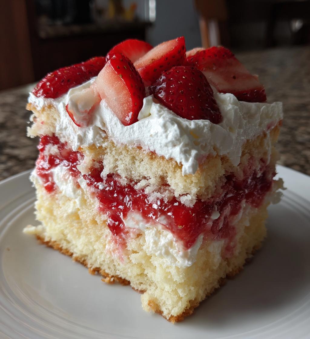 strawberry cheesecake poke cake