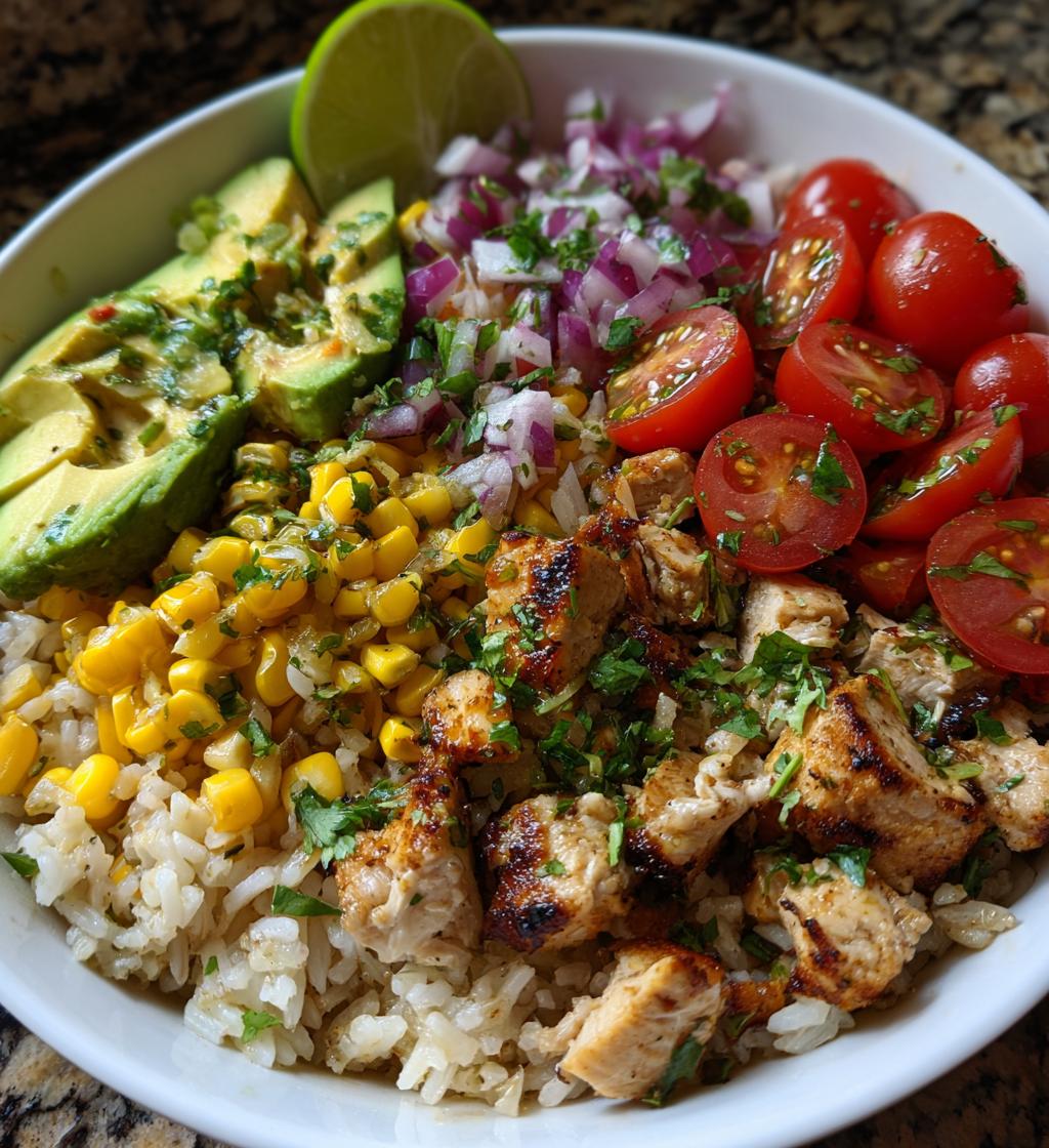 street corn chicken rice bowl - detail 1
