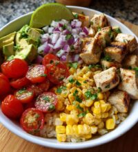 street corn chicken rice bowl
