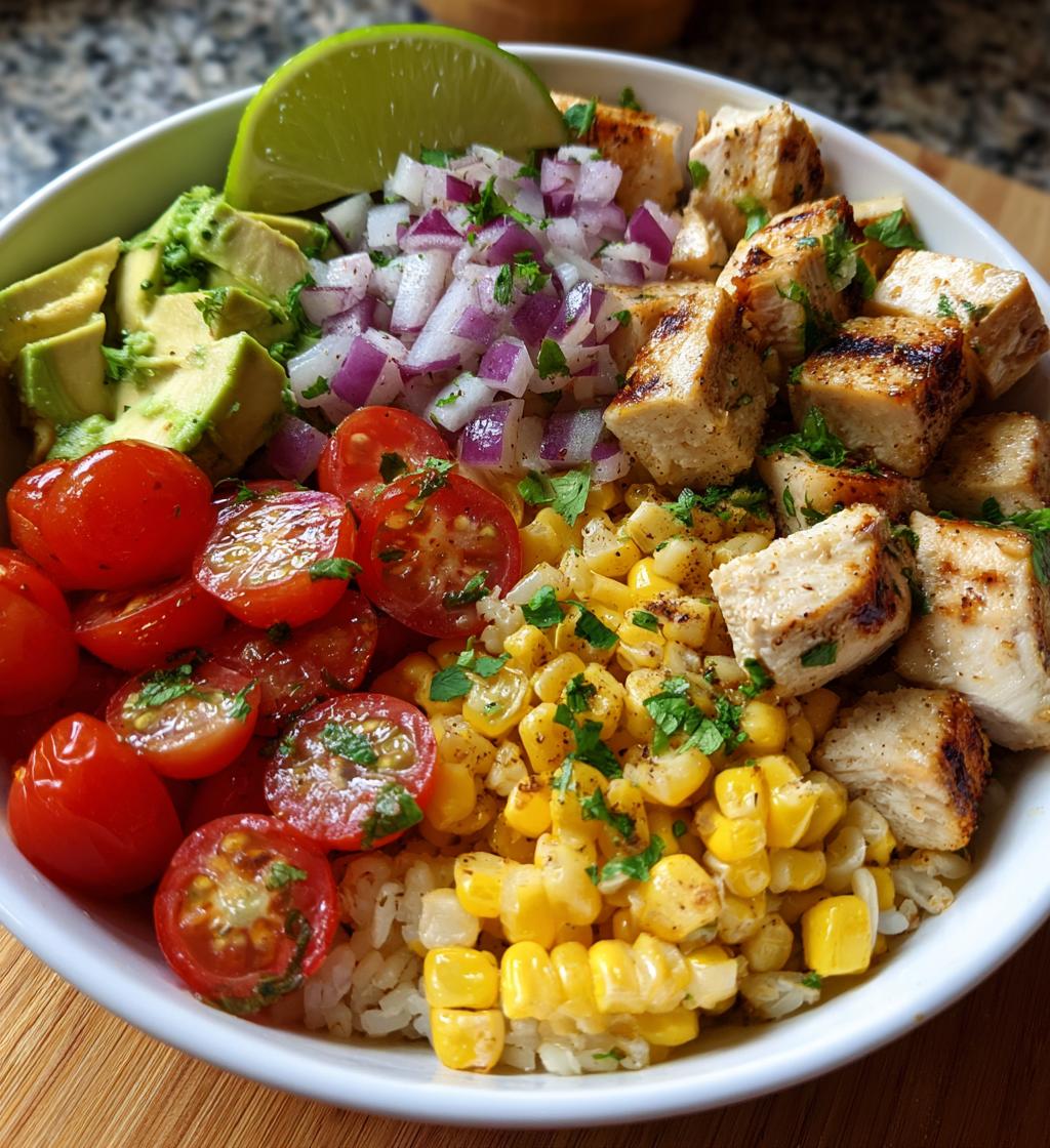 street corn chicken rice bowl