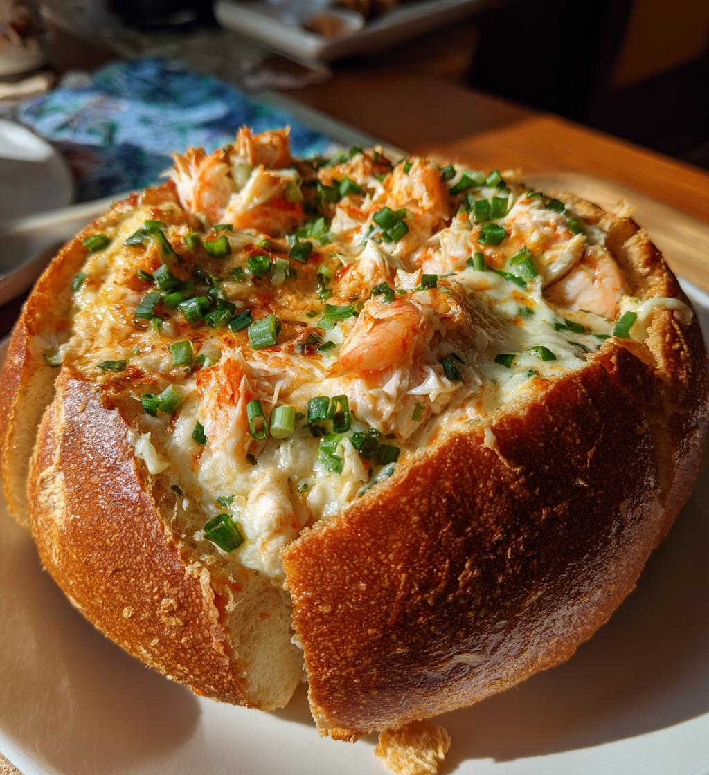 stuffed seafood bread bowl - detail 1
