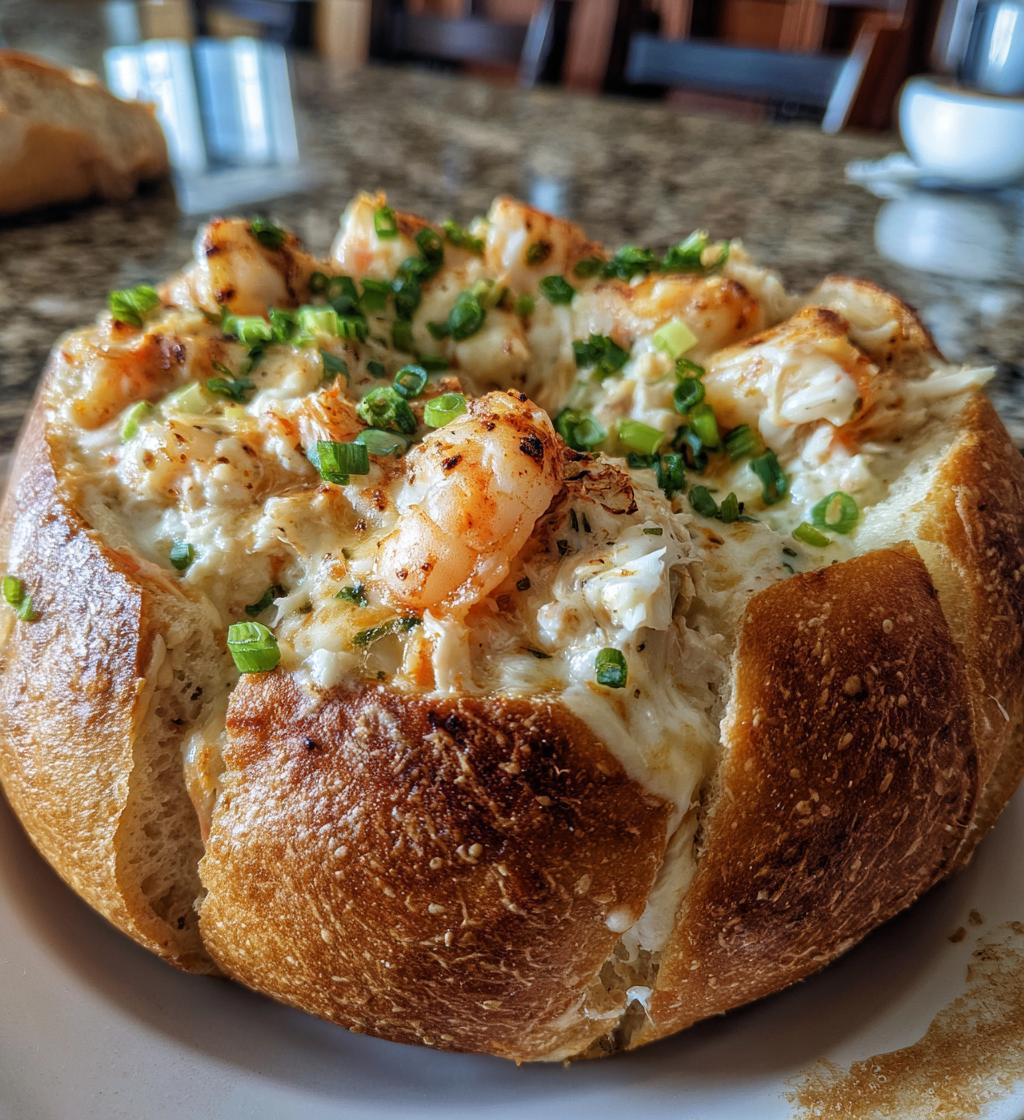 stuffed seafood bread bowl