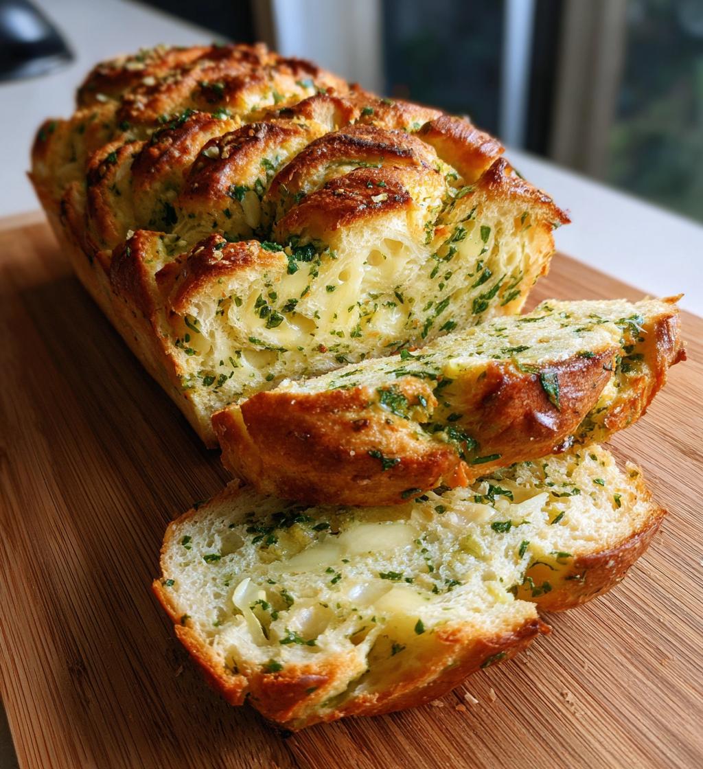 swirled garlic herb and cheese bread - detail 1