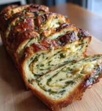 swirled garlic herb and cheese bread