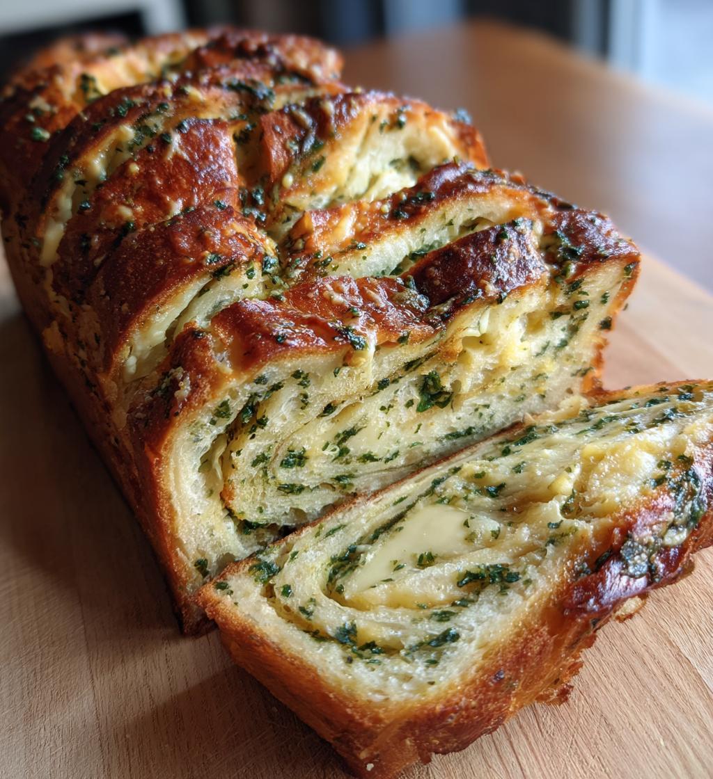 swirled garlic herb and cheese bread
