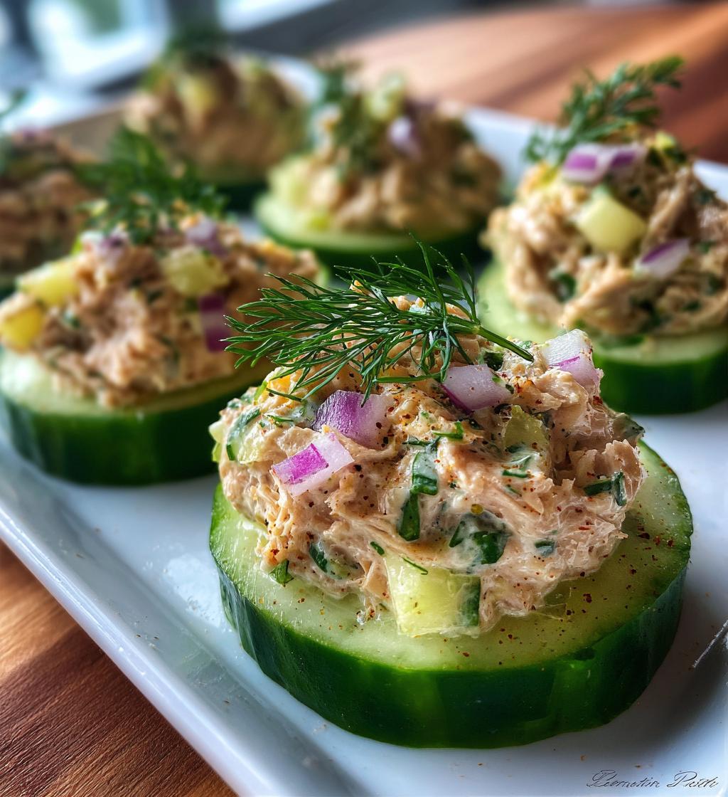 tuna salad on cucumber rounds recipe