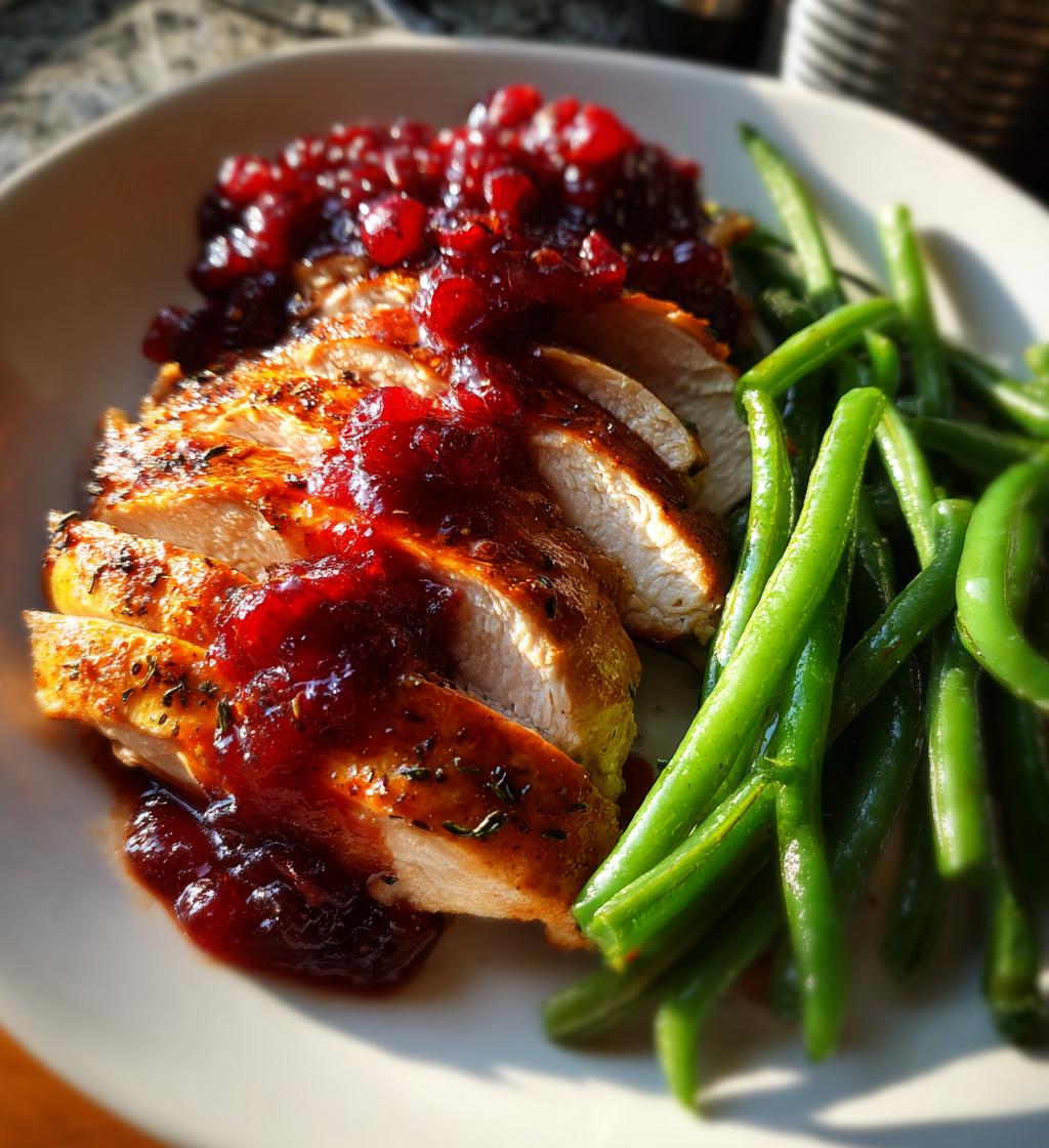 turkey breast cranberry orange sauce green beans recipe - detail 1