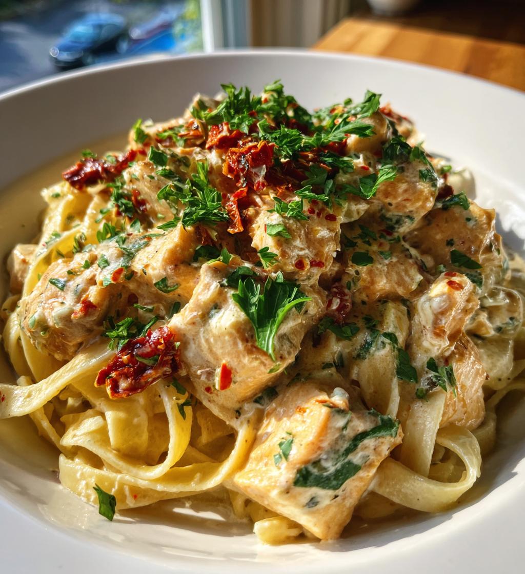 tuscan garlic chicken bites sun dried tomato cajun alfredo pasta