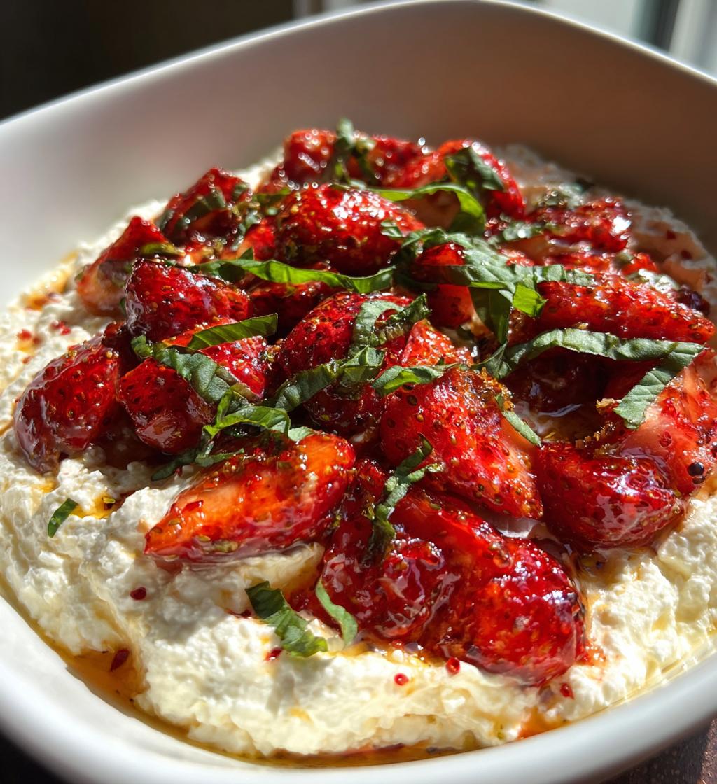whipped feta with roasted strawberries - detail 1