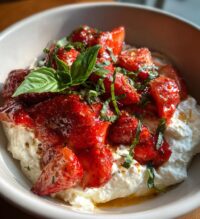 whipped feta with roasted strawberries