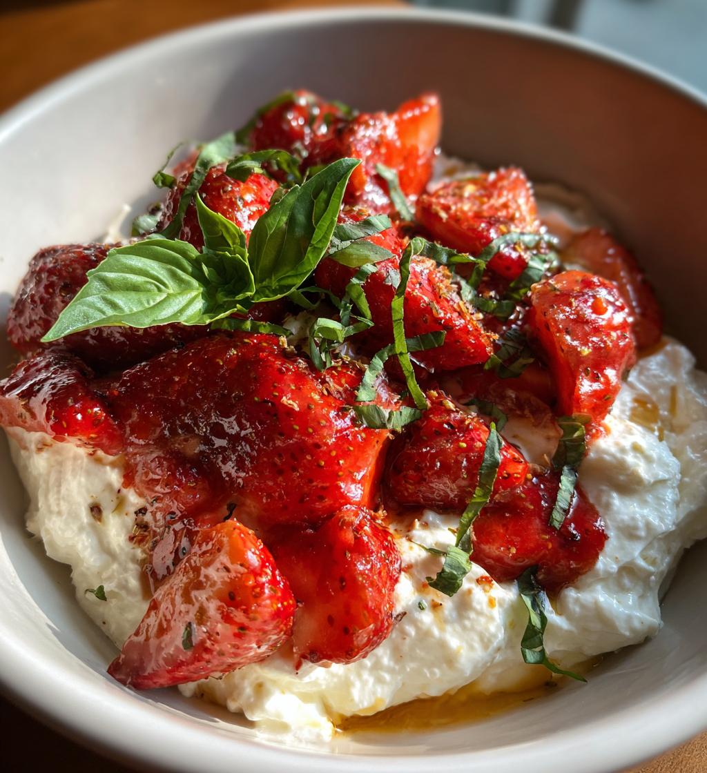whipped feta with roasted strawberries
