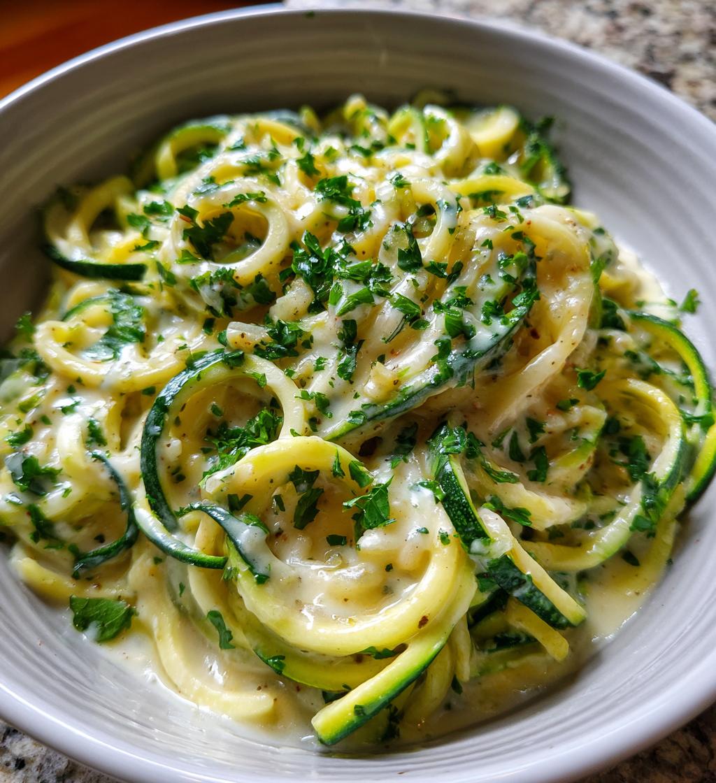 zucchini noodle alfredo low carb recipe - detail 1