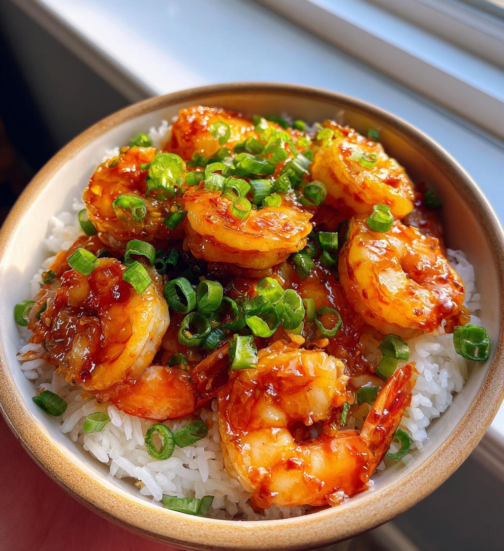 20 minute honey garlic shrimp rice bowl - detail 1