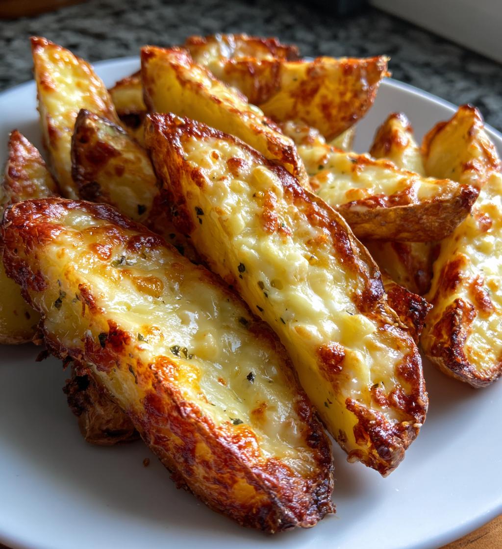 air fryer cheesy potato wedges - detail 1
