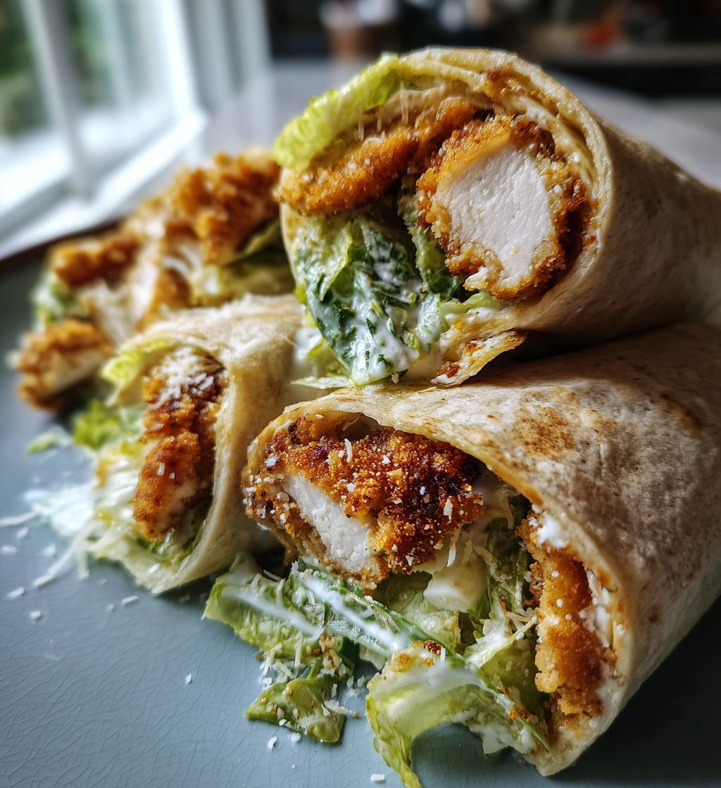 air fryer crispy chicken caesar wraps - detail 1