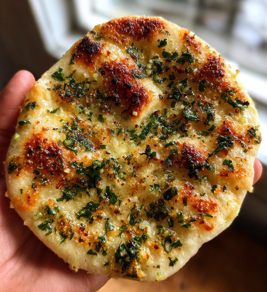 air fryer garlic flatbread - detail 1