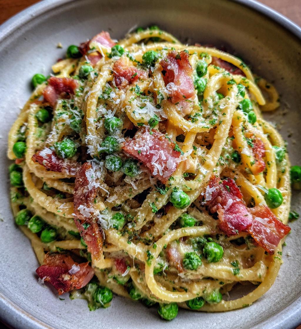 bacon and pea pasta - detail 1