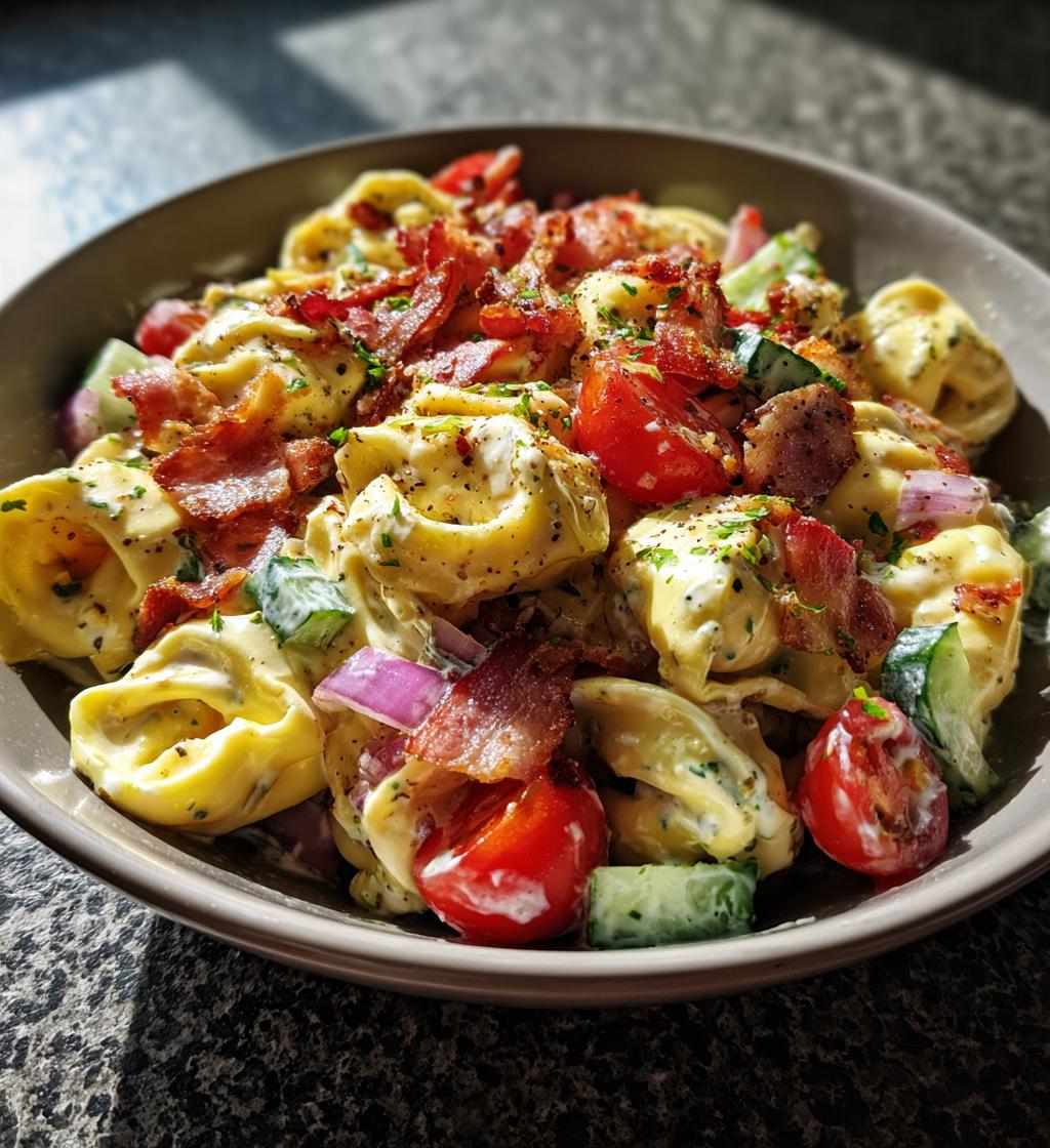 bacon ranch tortellini salad - detail 1