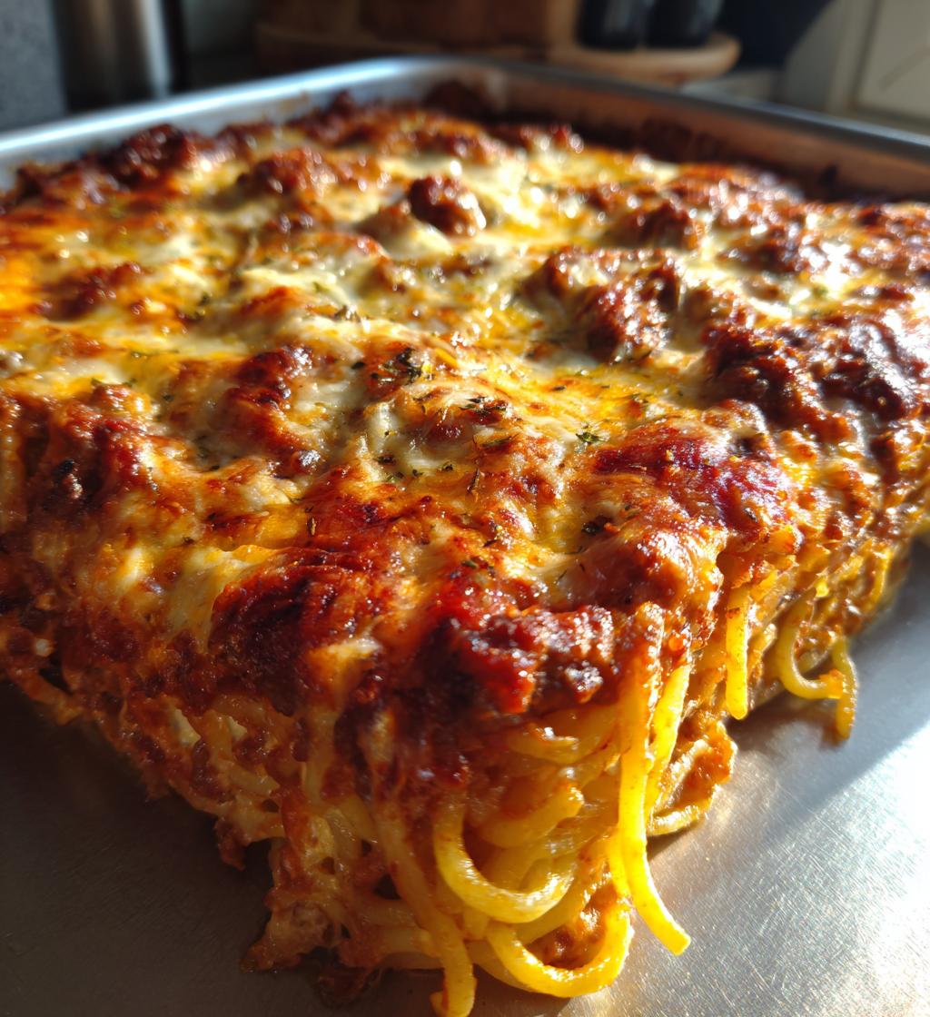 baked spaghetti casserole - detail 1