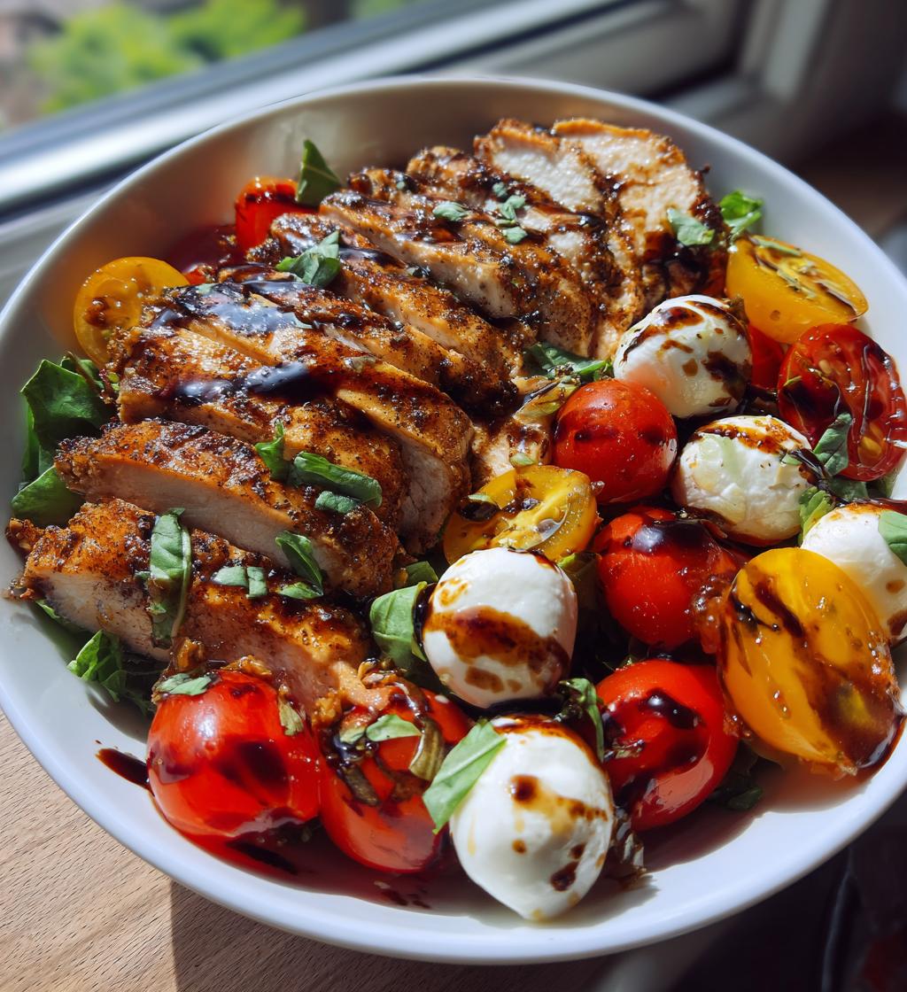 balsamic grilled chicken caprese salad - detail 1