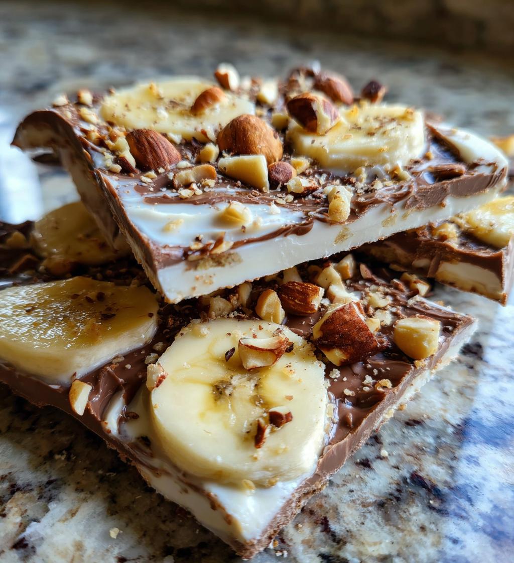banana nutella frozen yogurt bark - detail 1