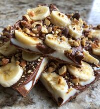 banana nutella frozen yogurt bark