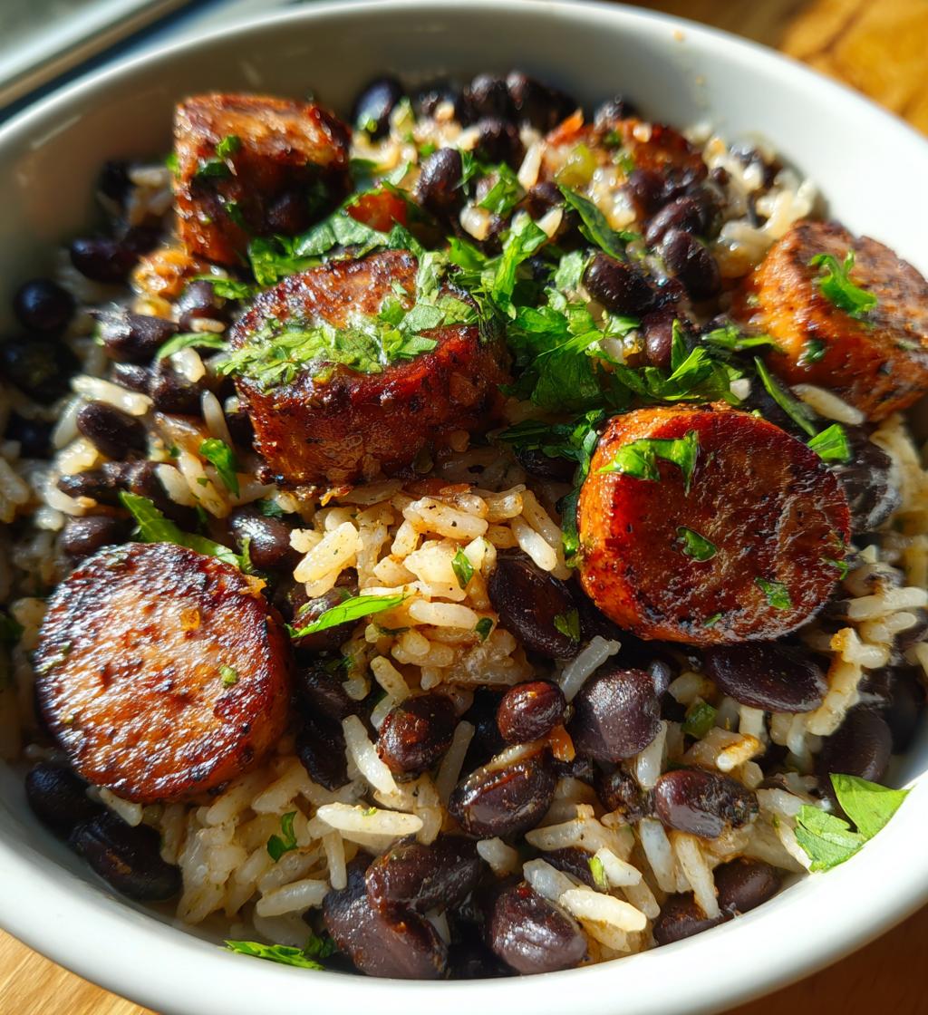 black beans and rice with sausage