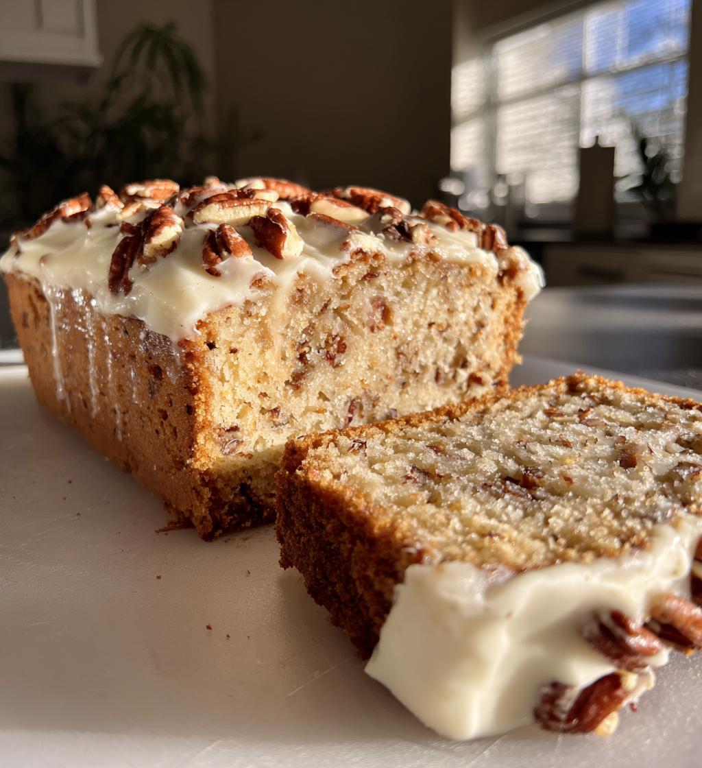 butter pecan cake loaf cream cheese icing