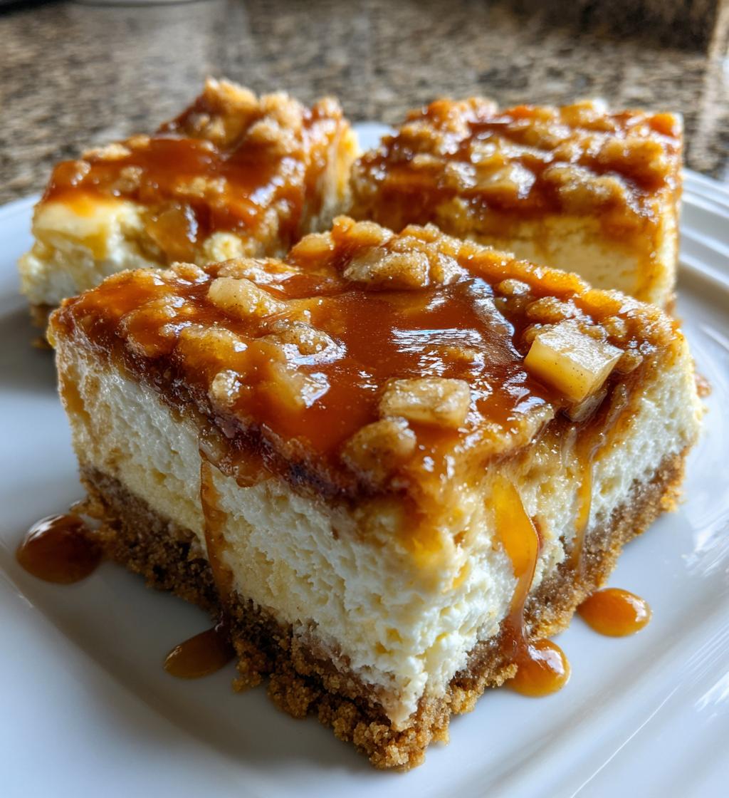 caramel apple cheesecake bars - detail 1