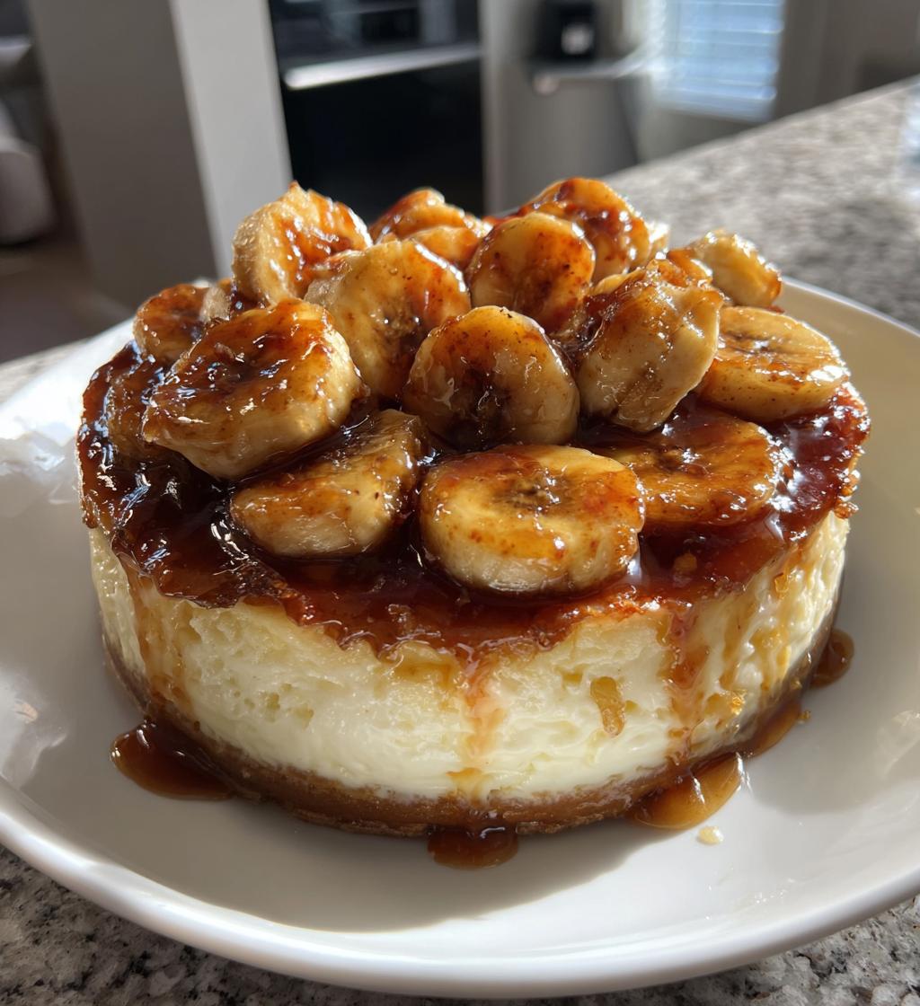 caramelized banana cheesecake rum glaze - detail 1