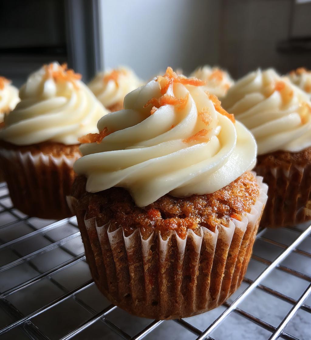 carrot cake cupcakes with cream cheese frosting - detail 1