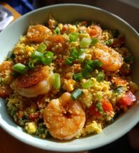 cauliflower fried rice with shrimp