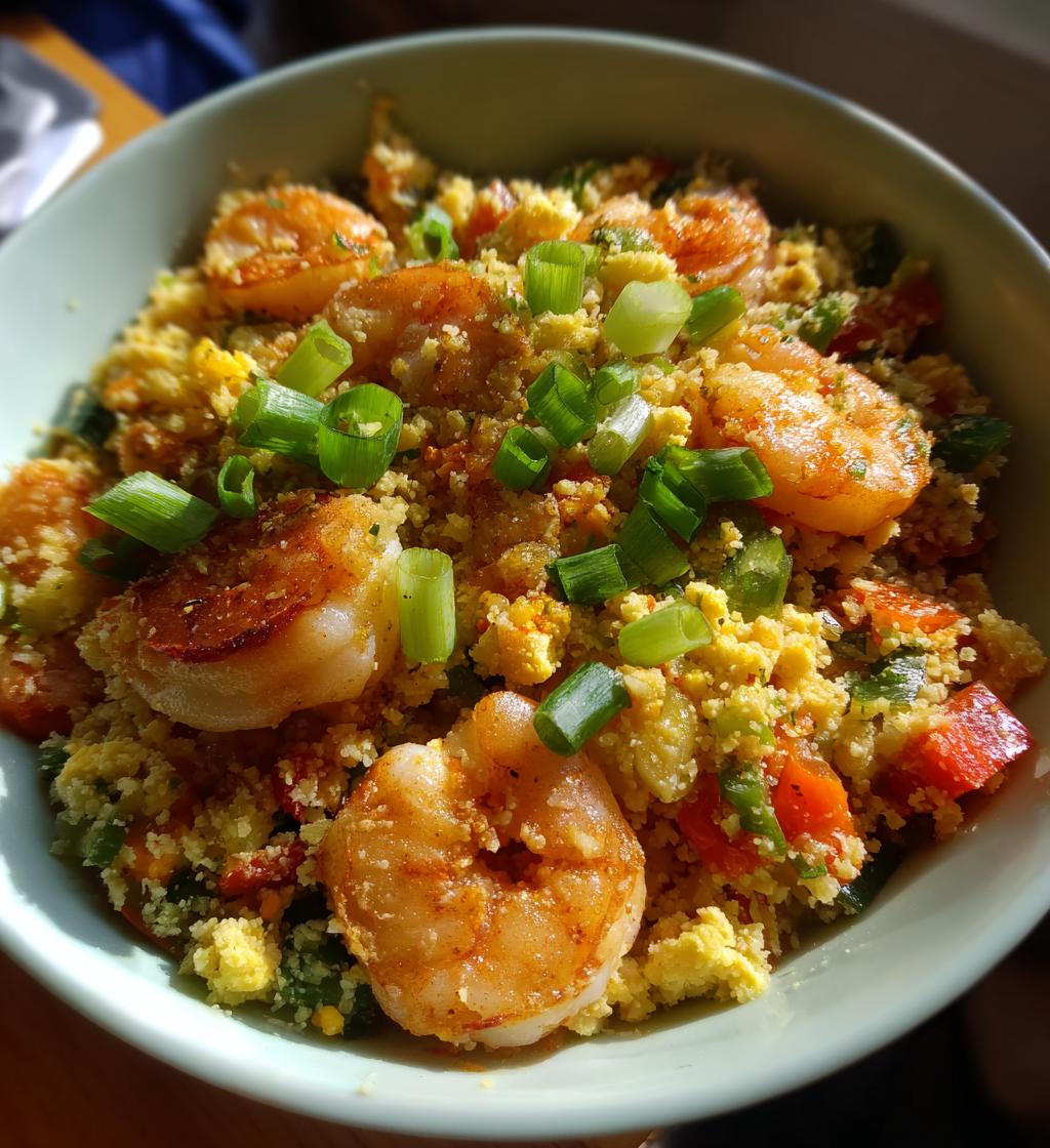 cauliflower fried rice with shrimp